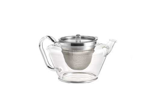 Glass teapot isolated on a white background