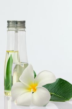 Close up view of spa theme objects on white background
