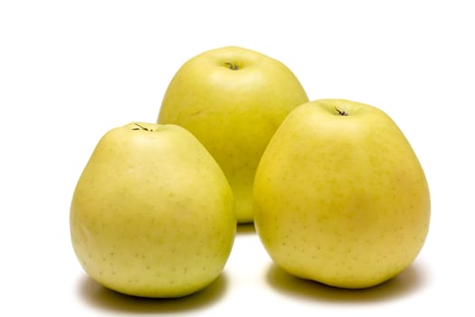 Green apples isolated on white background close up