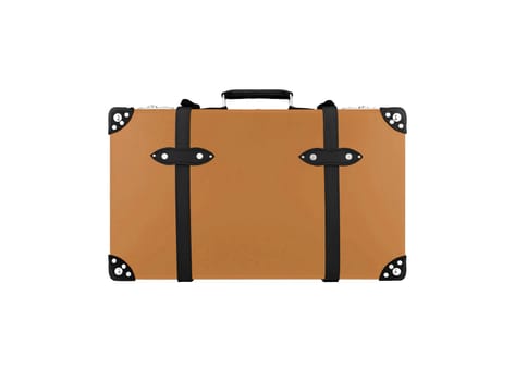 Old and worn retro suitcase isolated on white background