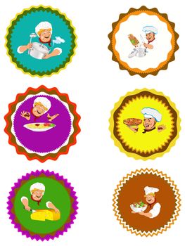 Set of sticker icons and elements for food