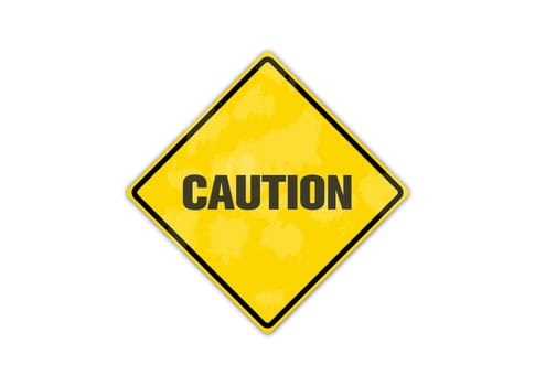 yellow caution traffic sign with copyspace for text message