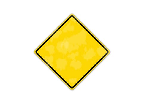 Blank caution sign in bright desert sun.
