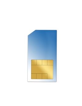 blue sim card isolated on white background