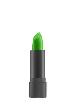 Close up view of green color lip stick on while back