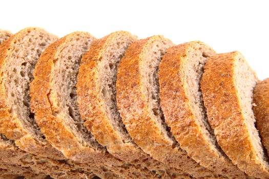 bread slices with chunk over white background
