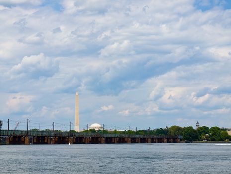 The Washington Monument and Jefferson Memorial in Washington DC as Seen from the Potomac River