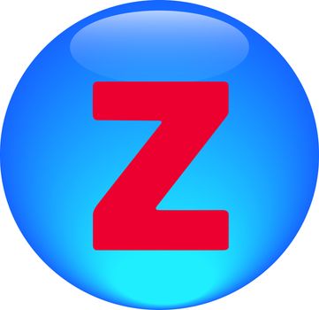 Alphabet icon symbol letter Z on blue spherical