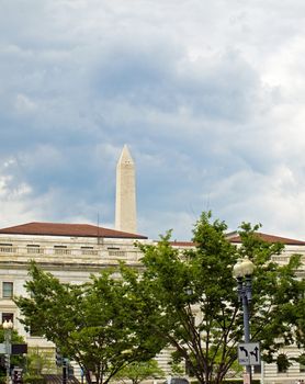 The Washington Monument as seen from the Streets of Washington DC