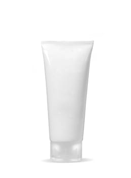 Standing White Tube with copy space isolated on a white background