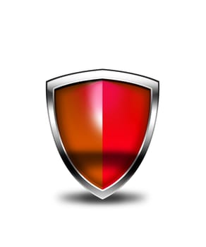 Red security shield isolated on a white background