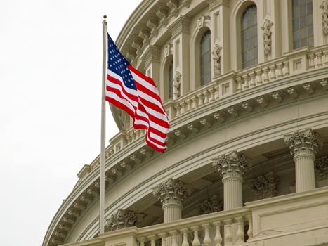 United States Capitol Building in Washington DC with American Flag