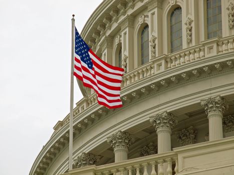United States Capitol Building in Washington DC with American Flag