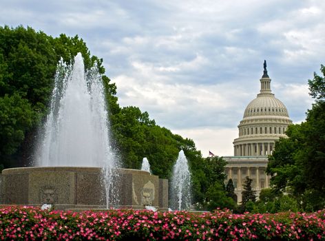 United States Capitol Building and Fountain in Washington DC