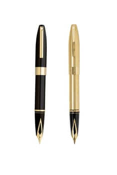 Gold Pens isolated on white