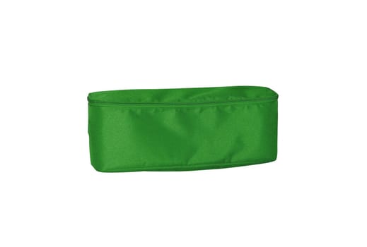 green pencil-case on white background