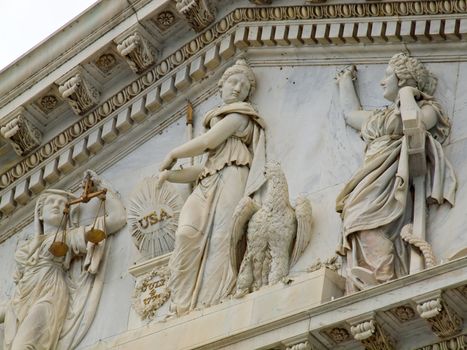 Details of the United States Capitol Building in Washington DC