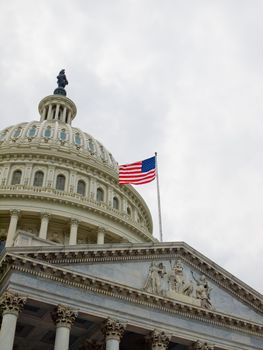 United States Capitol Building in Washington DC with American Flag