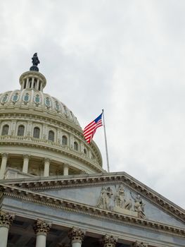 United States Capitol Building in Washington DC with American Flag