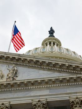 United States Capitol Building in Washington DC with American Flag