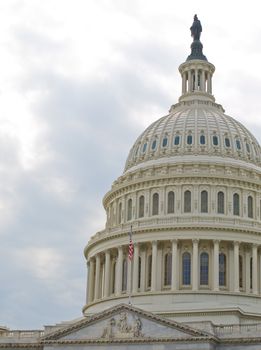 United States Capitol Building in Washington DC with American Flag