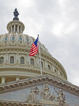 United States Capitol Building in Washington DC with American Flag