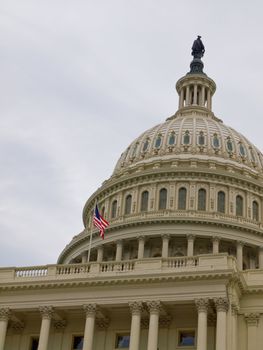 United States Capitol Building in Washington DC with American Flag