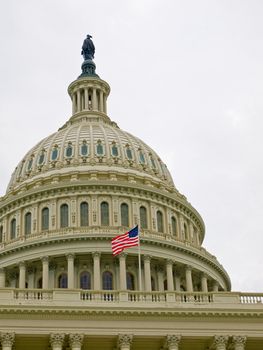 United States Capitol Building in Washington DC with American Flag