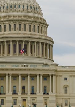 United States Capitol Building in Washington DC with American Flag