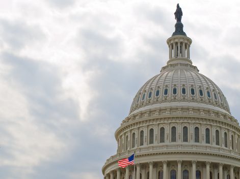 United States Capitol Building in Washington DC with American Flag