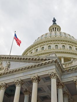 United States Capitol Building in Washington DC with American Flag