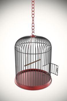 Open bird cage, 3d rendered image