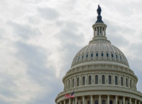 United States Capitol Building in Washington DC with American Flag