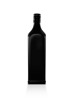 The black matte bottle is isolated on a white background