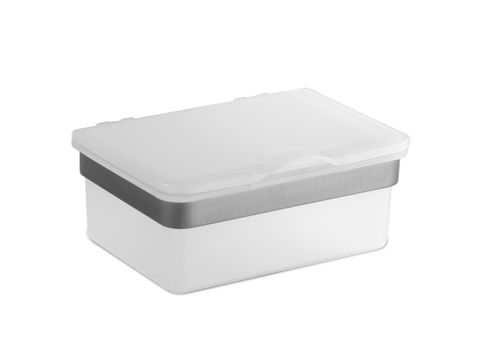 a white plastic food container isolated on white