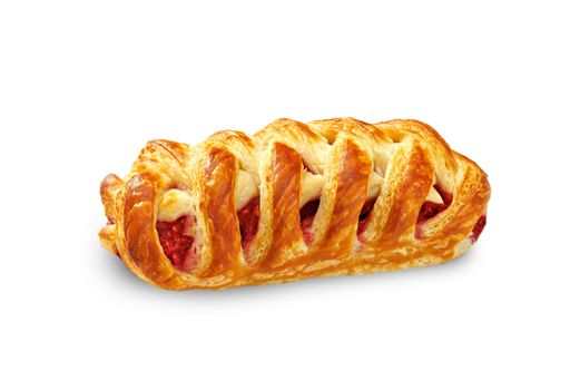 An apple strudel on a white background