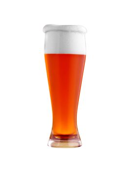 glass with dark beer on white background