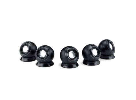 set of sound speakers isolated on white background