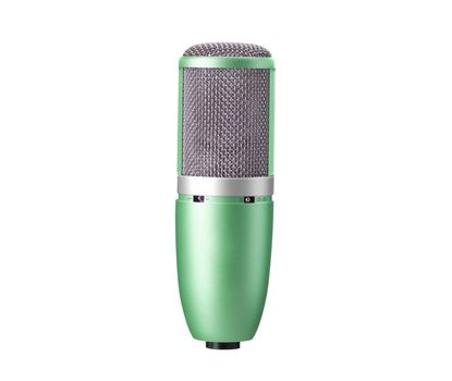 green microphone on a white background