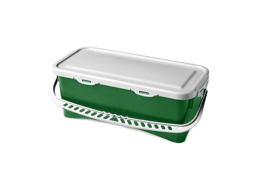 gree plastic container on a white background