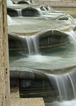 Water in a Fountain Flowing with a Slow Shutter