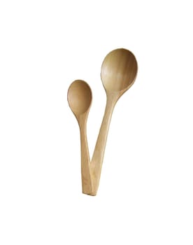 New wooden spoon isolated on a white background.