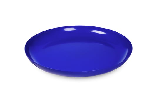 blue disposable plate on white