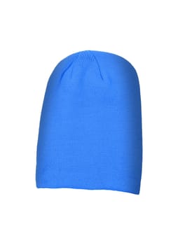 Blue wool hat isolated on white background