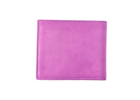 Pink leather wallet isolated on white background
