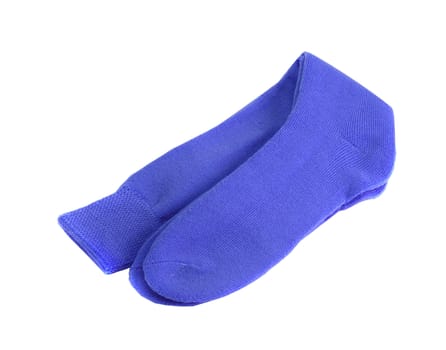 Pair of purple male socks on white background