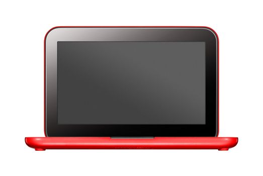 Red Laptop. Isolated on white background