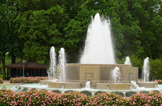 Water from a Fountain Shooting into the Air