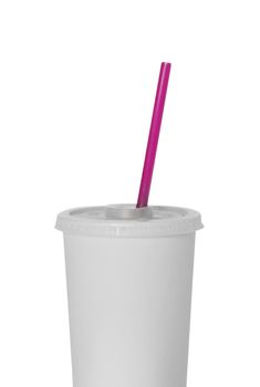 Plastic container for drinks foods. Isolated on white.