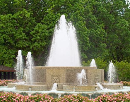 Water from a Fountain Shooting into the Air